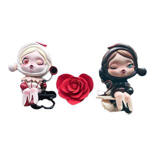 正版泡泡玛特diy庭前墨梅车载摆件奔驰出风口香薰汽车装饰新车礼