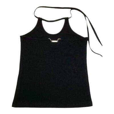 黑色性感挂脖吊带上衣