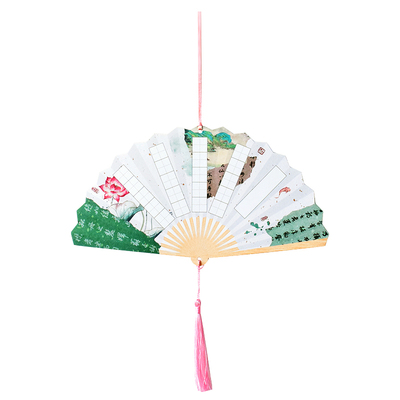 素笺扇影古典纸扇子硬笔书法纸中国风国潮异形卡片小学生用手写田字格祝福贺卡练字培训班作业作品墙装饰吊卡