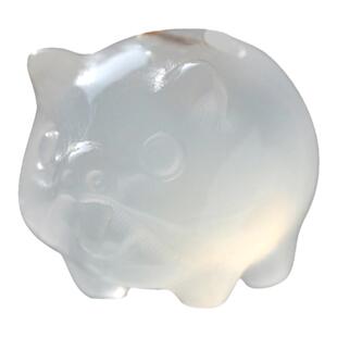 天然白冰玉髓荔枝冻小猪吊坠带绳子 玛瑙十二生肖锁骨链挂坠 礼物