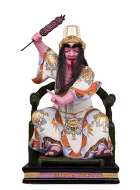 樟木雕七爷八爷黑白无常供奉像