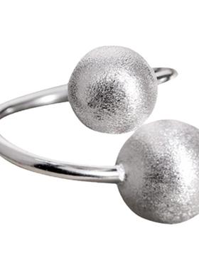 古罗珠宝女士s925银小众磨砂戒指