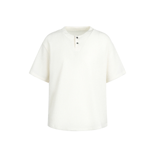 Dream made 老钱风亨利领短袖男款肌理感美式半袖T恤cleanfit上衣