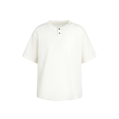 Dream made 老钱风亨利领短袖男款肌理感美式半袖T恤cleanfit上衣