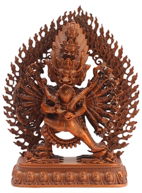 藏式紫铜吉祥天母大威德铜像摆件