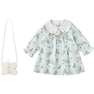 全棉时代小童连衣裙新款宽松花花领A字裙婴儿印花女童连衣裙