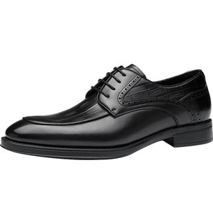 报喜鸟皮鞋2024秋季新款男士商务德比鞋压花小牛皮绅士正装皮鞋男