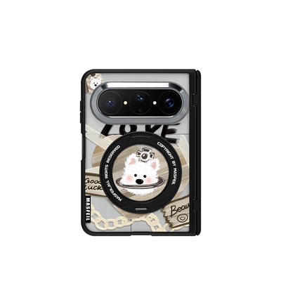 MASFEIL× 爱心西高地适用华为PuraXMax手机壳磁吸带支架小折叠PURA典藏版透明全包保护套防摔女x2新款高级感