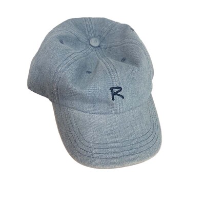 显白减龄水洗牛仔棒球帽男女字母R标弯檐鸭舌帽大头围显瘦显脸小