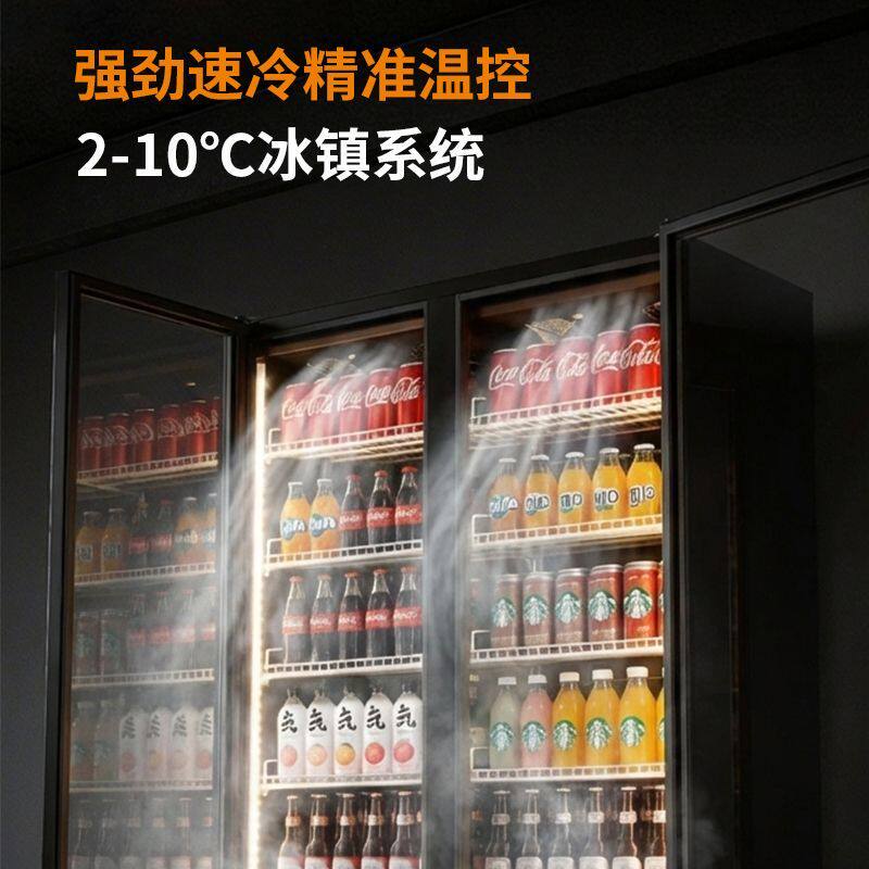 网红酒水柜风冷展示柜商用冷藏双门三门玻璃门保鲜柜啤酒柜水果柜