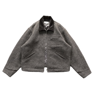 NOFAITH重磅50羊毛灯芯绒领钢花毛呢夹克外套男宽松挺括休闲上衣