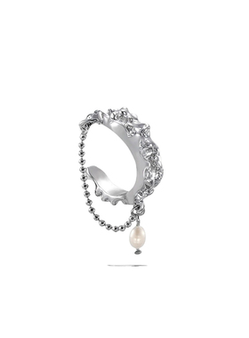 不规则链条珍珠吊坠戒指