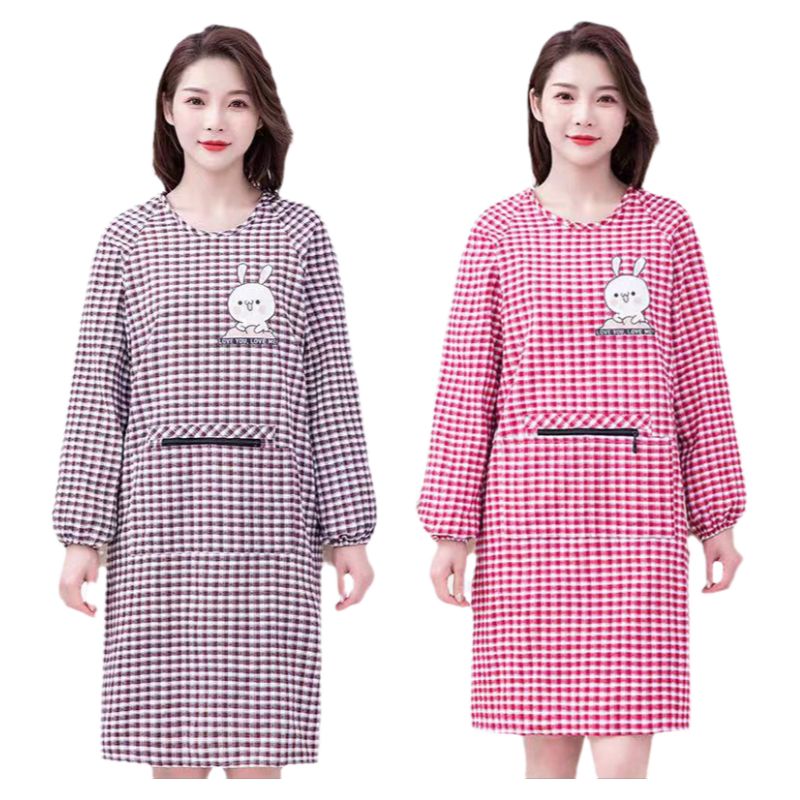 棉布围裙长袖厨房做饭工作服可爱