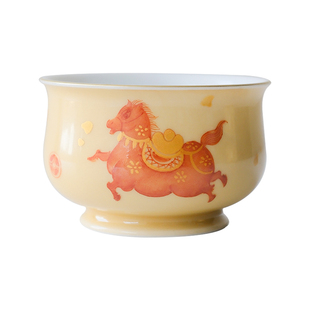 小谦山房蜜釉马上有钱炉式杯景德镇全手工茶杯主人杯马年新年礼物