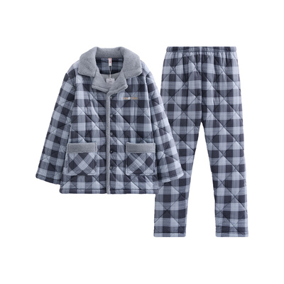 芬腾冬季三层加厚夹棉男士家居服