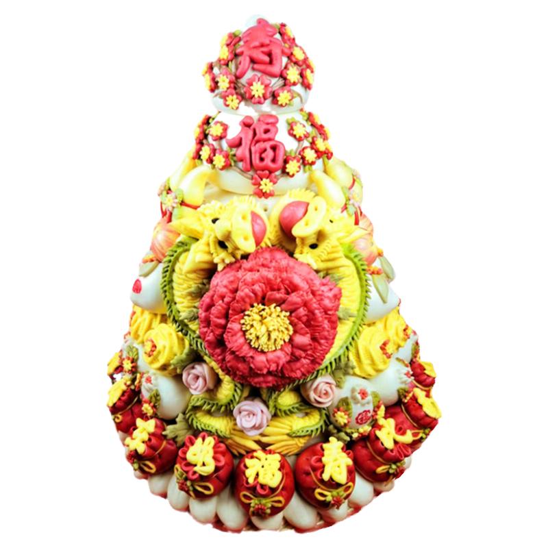 膠東小鎮(zhèn)花餑餑饃饃饅頭老人祝壽大壽桃壽包過(guò)壽生日蛋糕錦鯉送福