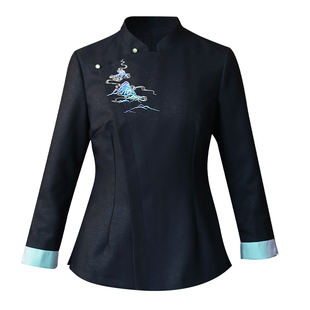 衣研堂餐饮工作服女新中式餐厅饭店高端酒店前台服务员长袖秋冬女