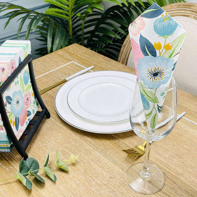 三层加厚花朵印花餐巾纸西餐厅口布客厅餐厅家用彩色纸巾50张每盒