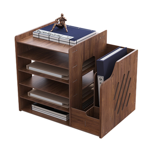 办公室收纳盒木柜书架工位文件架桌面收纳置物架办公室A4纸资料架