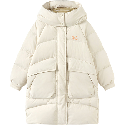 迪士尼IP巴拉巴拉女童羽绒服秋冬款童装大童宝宝长款过膝外套加厚