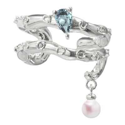 PEARLONA金弦同款深海浮游系列章鱼腿巴洛克珍珠耳骨夹无耳洞