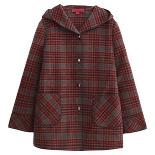 依佈中老年女士2025冬装新款羊毛大老年人洋气妈妈装双面呢外套