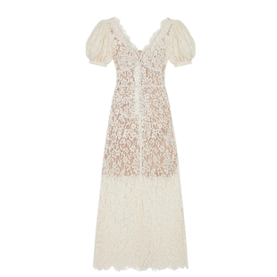 self-portrait 蕾丝白色钻饰优雅长裙宴会订婚礼服高级经典连衣裙