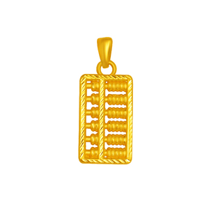 黄金招财算盘吊坠足金999女款项链3D硬金如意金算盘挂坠结婚送礼