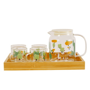 萌萌鸭耐热玻璃冷水壶花茶壶粉嫩少女心泡茶器水杯家用开水果汁壶