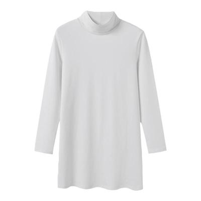 高领磨毛纯棉厚女长袖中长款