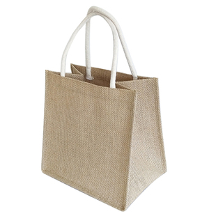 麻布袋diy亚麻礼袋手提饭袋学生帆布包拎书袋简约购物袋手提袋