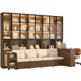 客厅沙发书柜一体整墙家用沙发储物柜一体到顶书柜带柜门9F81-2