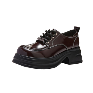 Semir女鞋乐福鞋2026春季新款厚底增高棕色小皮鞋英伦风miu系单鞋