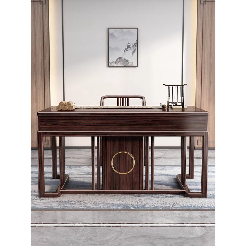 新中式实木书桌书柜组合用书房檀木紫金桌办公桌书法电脑桌书画家