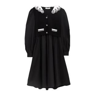 【 芭蕾舞会】PIT复古气质优雅简约显瘦连衣裙女2025秋新款小黑裙