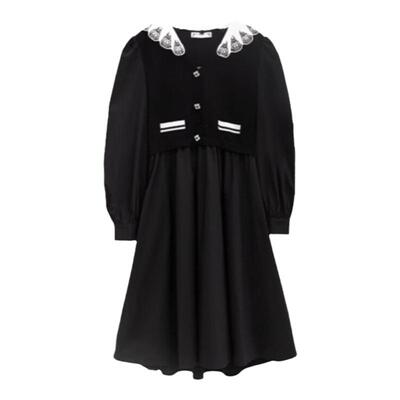 【 芭蕾舞会】PIT复古气质优雅简约显瘦连衣裙女2025春新款小黑裙