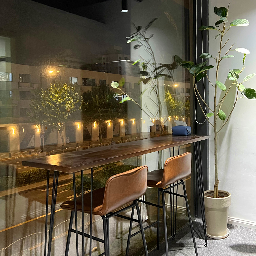 实木吧台桌家用阳台窗边桌椅吧台桌子靠墙休闲长条高脚店窄奶茶小