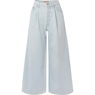 【折扣】MOTHER DENIM女士高腰阔腿淡蓝色牛仔裤