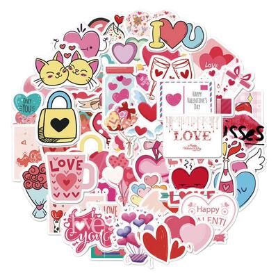 50张情人节爱心贴纸防水DIY