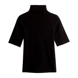 2025夏季半高领打底衫女修身内搭中袖t恤新款高端针织五分袖上衣