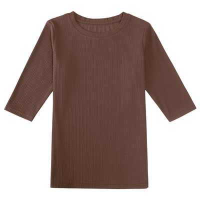 七分袖韩版螺纹纯棉女修身显瘦