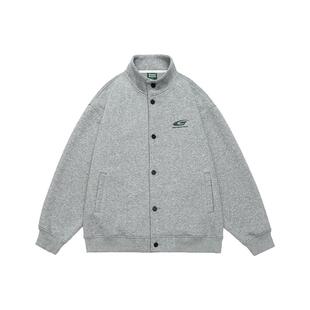 GOGOSOON春秋新款开衫卫衣400g男生单排扣青少年潮刺绣立领外套Q