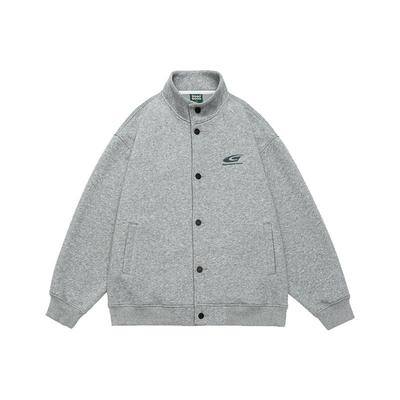 GOGOSOON春秋新款开衫卫衣400g男生单排扣青少年潮刺绣立领外套Q