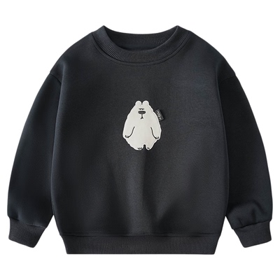 男童加绒卫衣秋冬款2025冬装新款儿童加绒加厚一体绒保暖春秋上衣