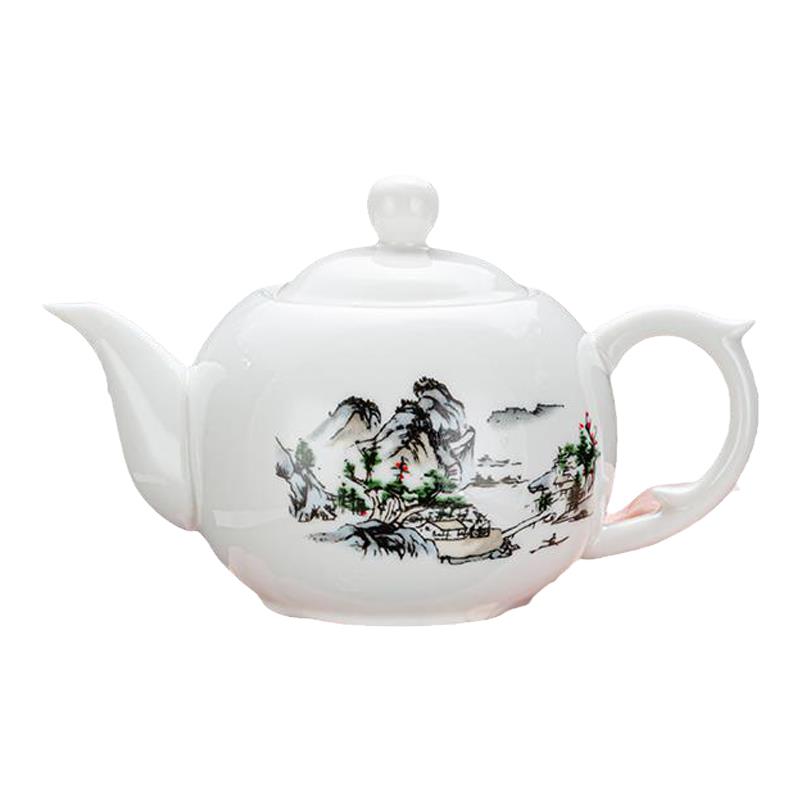 白瓷泡茶壶单壶陶瓷家用煮茶器红茶水壶冲茶具玉瓷功夫套装老式小