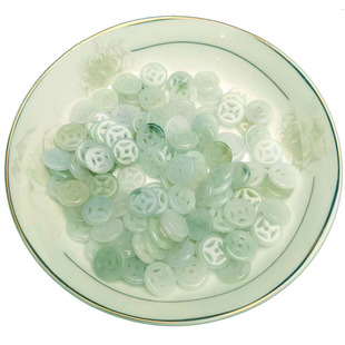 DIY玉石配件天然翡翠A货玉钱散珠 小铜钱 金钱扣