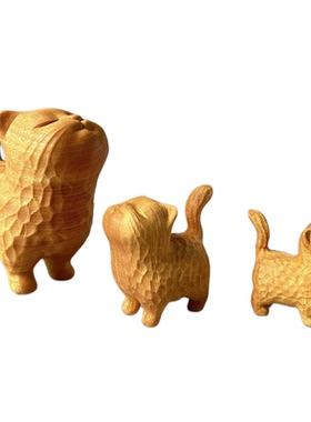 【普陀山官方】黄金檀木雕小猫茶