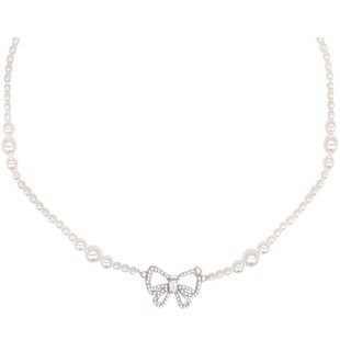 STANDii手作 设计款高品质珍珠蝴蝶结项链Y2K时尚新款女锁骨链