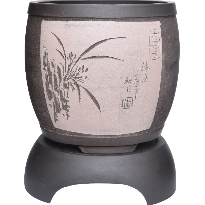 陶瓷精品宜兴复古风典雅君子花盆