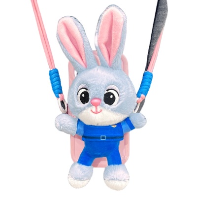 疯狂动物城手机背夹卡扣挂绳斜挎可爱毛绒玩偶挂件挂饰手机配件